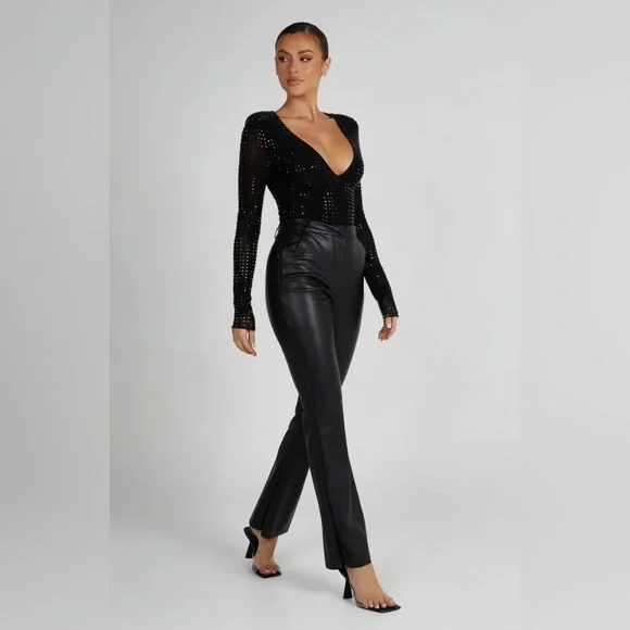 NWT Meshki Kennan Square Diamanté Bodysuit size Medium - Picture 9 of 11